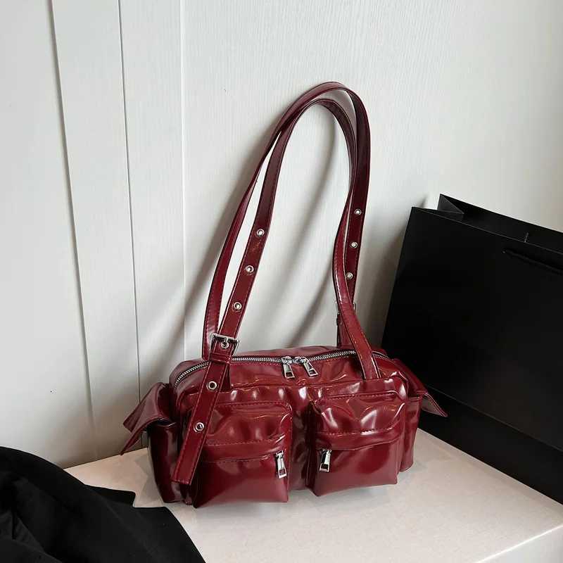 Shiny Mti-pocket Wen Shoder Bag Korean Niche Celebrity-style Motorcycle Bag Fiable And Versatile Designer New Handbag Y251209