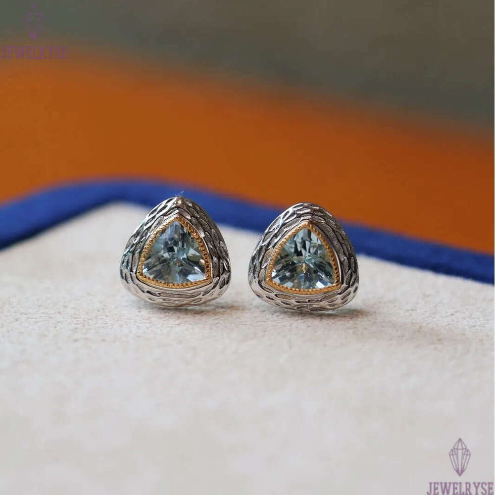 S925 sterling silver triangle geometry designer earrings for women cute lovely blue crystal shine cz zircon girls charms earring earings ear rings jew