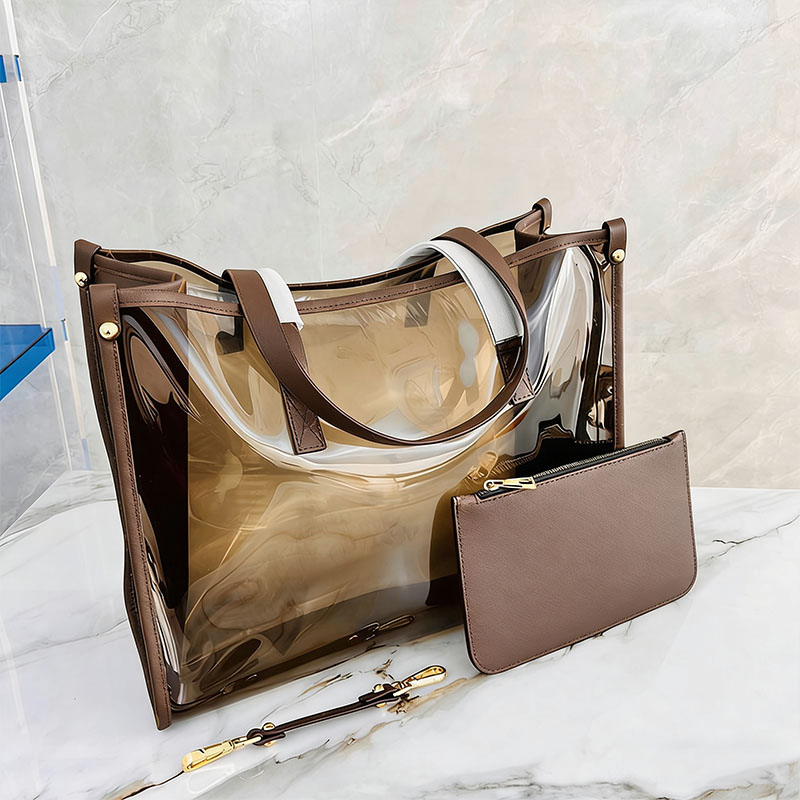 Designer Bags Transparent Jelly Tote Women Handbags Puses One Shoulder Messenger large shopping Bag 2pcs Set PVC 10 Styles 41cm