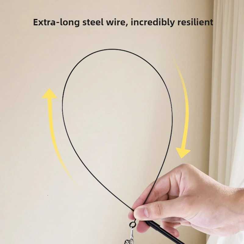 Cat Funny Cat Stick Steel Wire Long Pole Feather Cute Cat Toy Kitten Fishing Rotating Self-pleasure Pet Toy M251209
