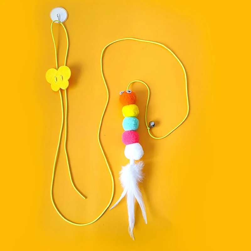 Cute Pet Cat Toys Funny Stick Kitten Self -hi Elastic Rope Dragonfly Shape Feather Bell Teasing Stick Hanging Swing Thousands M251209