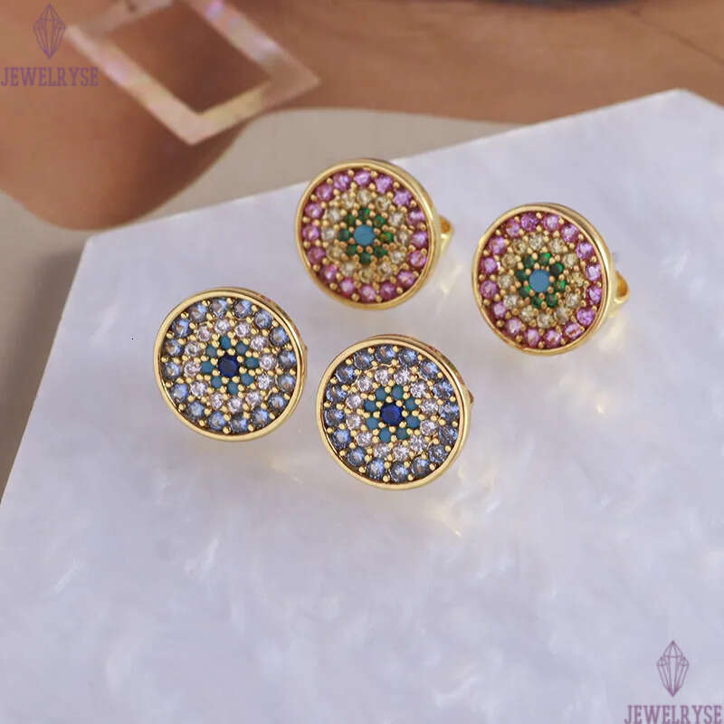 2024 New fashion round evil eyes designer earrings for women colorful diamond cz zircon geometry classic luxury aretes brincos numbers earring ear rin