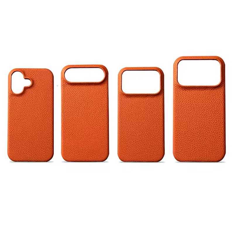 For iphone 17 Pro Orange PU Leather Case for iPhone17 Pro Max 17Pro 17Prax Cover iphone Air S Cowhide Leather Cover C251209