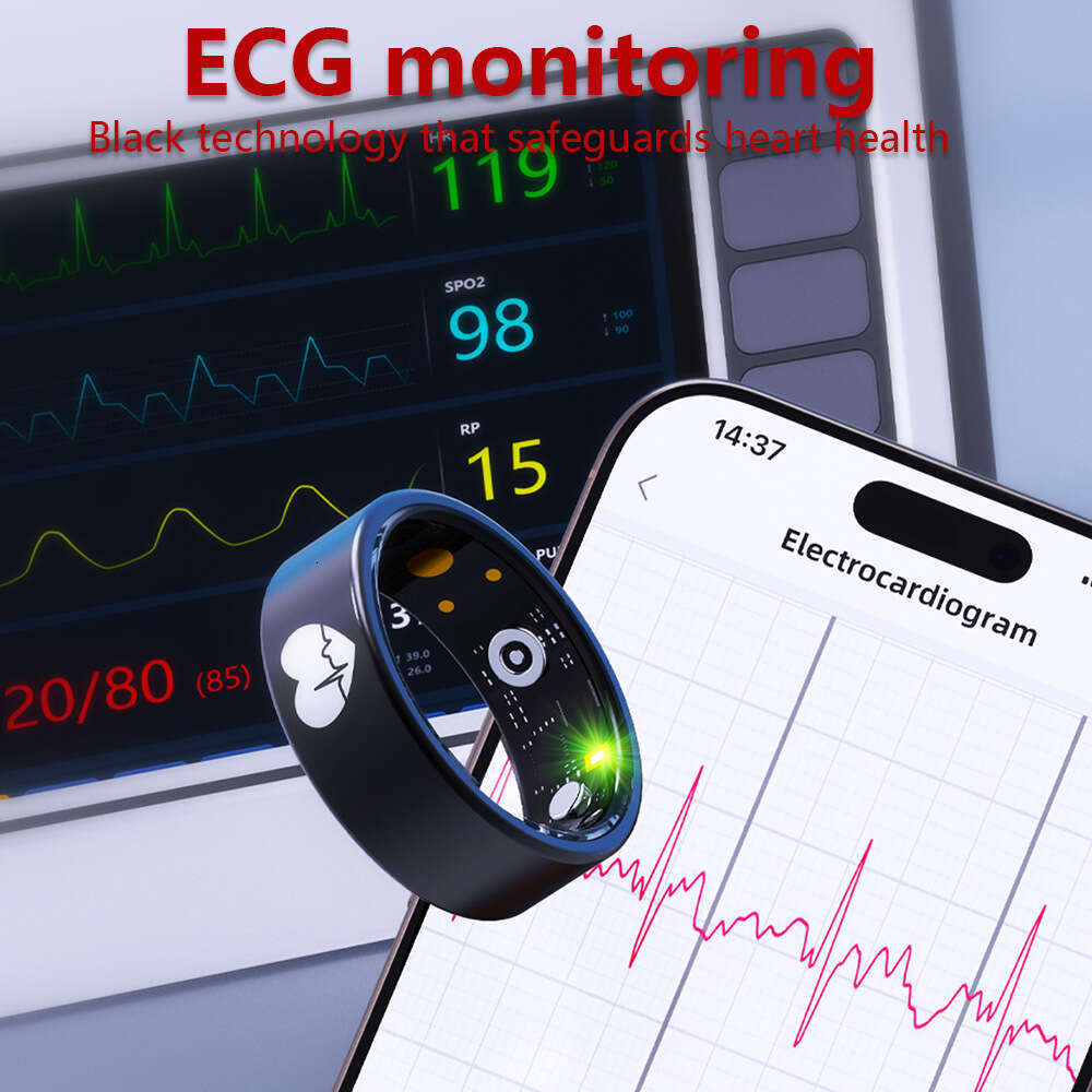 Famous Brand ECG Heart Rate Body Temperature Blood Oxygen Sleep HRV R Ring Smart Health Monitoring