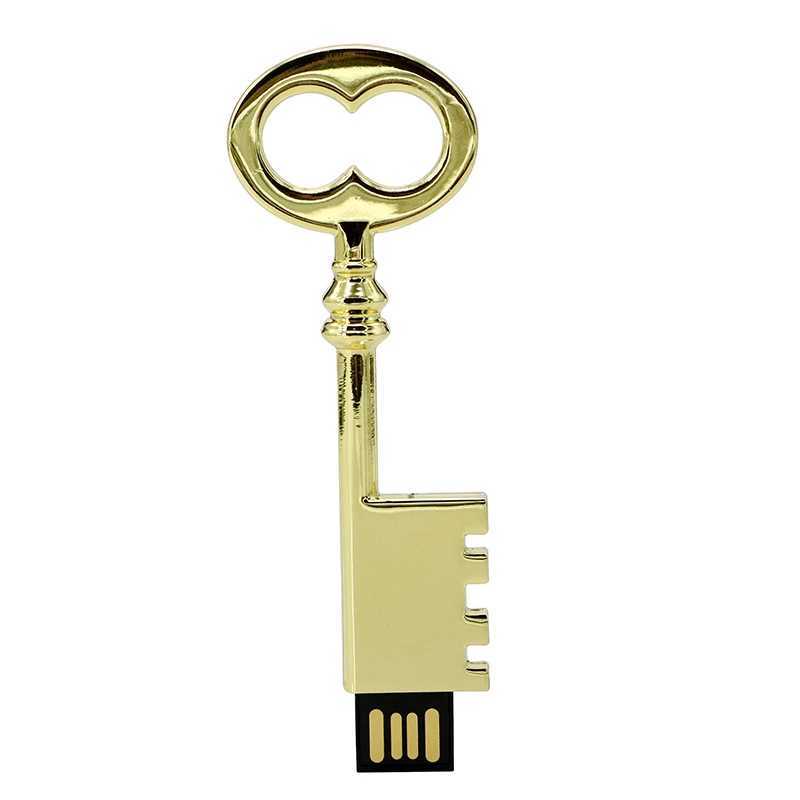 Metal Key USB Flash Drive 128GB Pen Drive 8GB 16GB 32GB 64GB Pendrive Metal Lock CLE USB 256G Memory Stick Storage Gift C251209