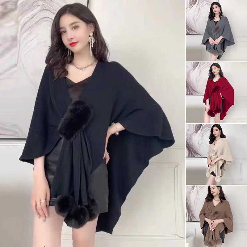 Luxury Women Knitting Crochet Cardigan Cloak Poncho Pompoms Capes Autumn Winter Open Front Sweater Elegant Shawl With Fluffy Pompoms Y251208