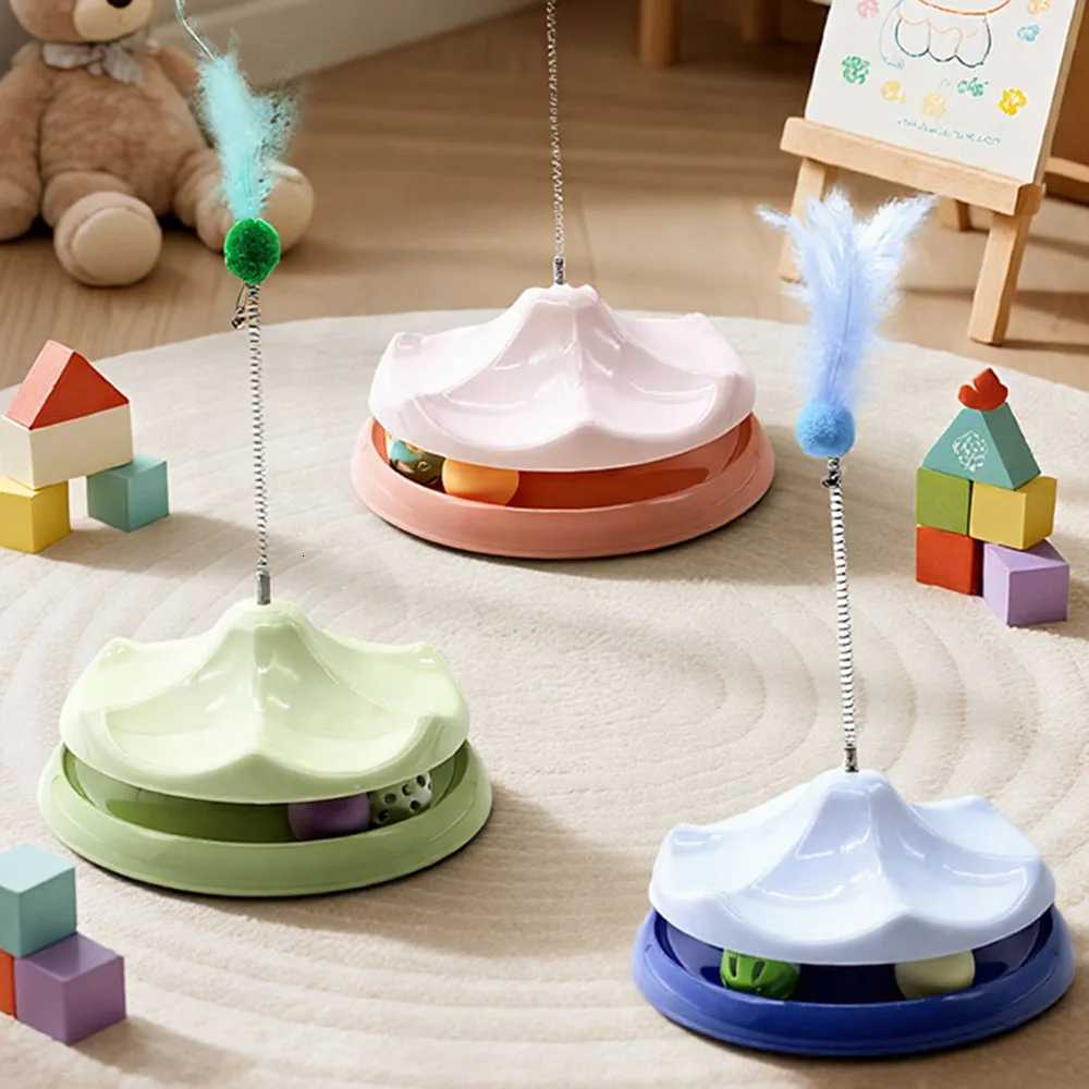 Rotatable Cat Toy 2 in 1 - Colorful Interactive Cat Teaser Turntable with Balls Anti-Boredom Cat Safe Durable Pet Cat M251209
