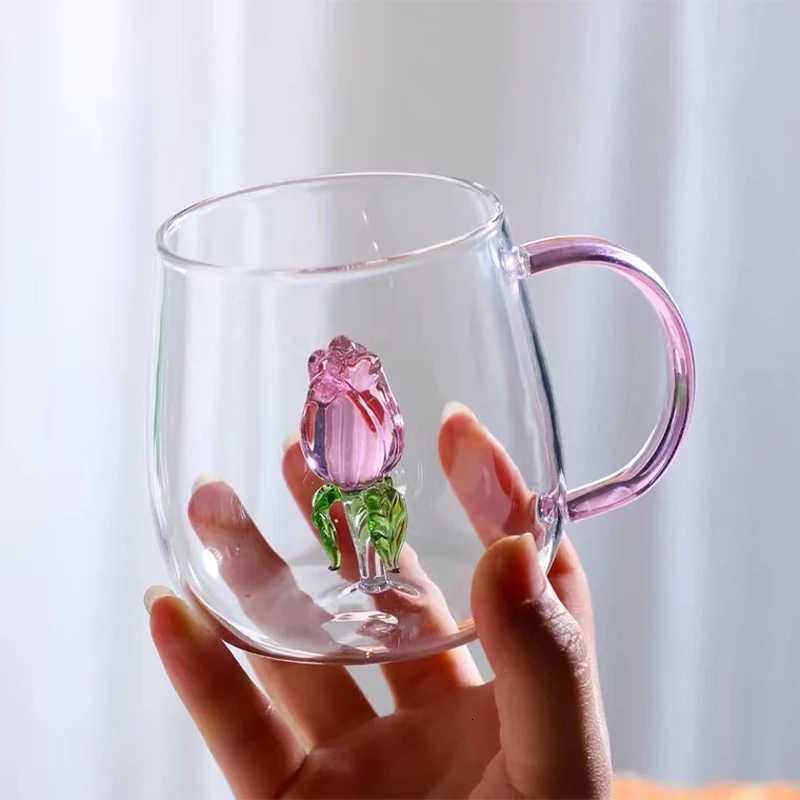 3D Creative Cups Transparent gs With Handle Coffee Cup Cute Water Bottles Heat Resistant Milk Coupe Best Festival Gifts H251209