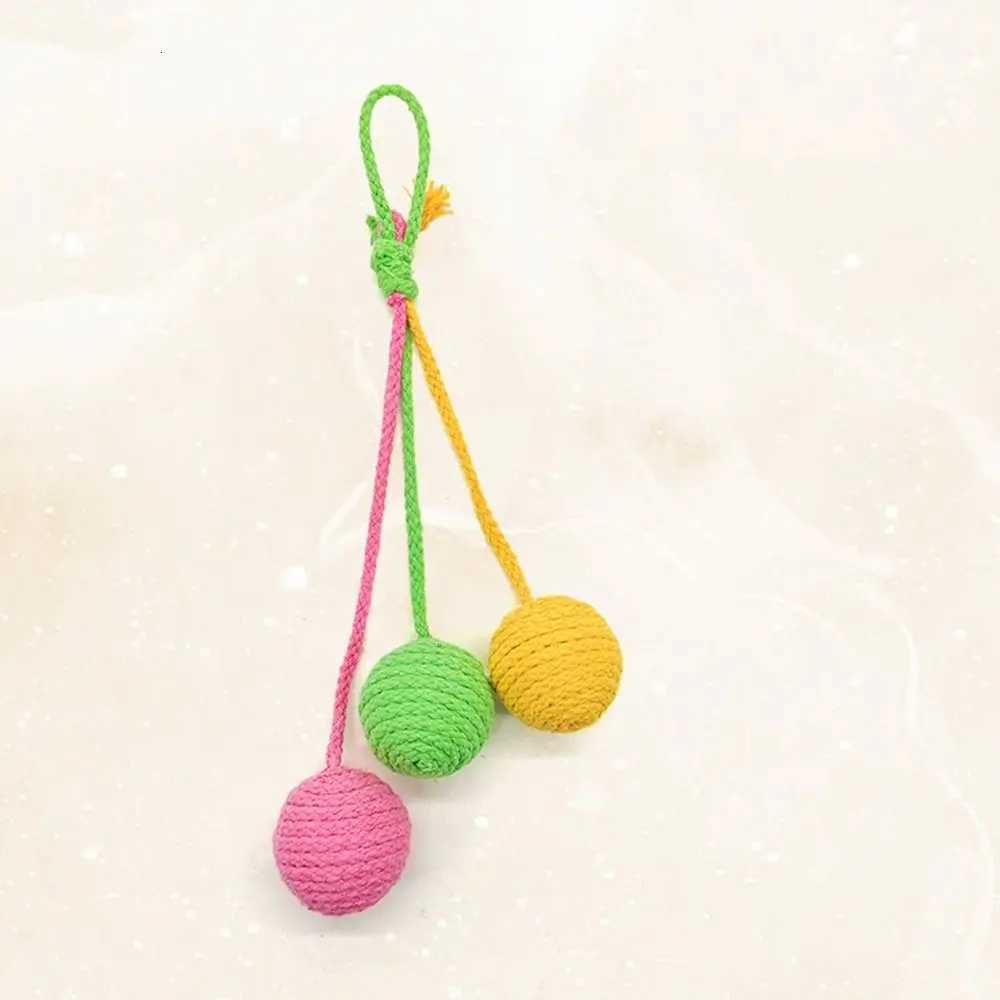 Durable Cat Teaser Toy Non-toxic Self-Play Cotton Rope Ball Hanging Cotton Material Bite-Resistant Toy for Cats M251209