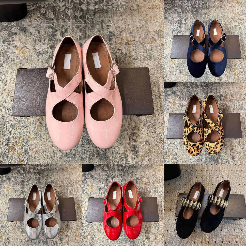 CRISS CROSS Luxury ala Marry Jane Ballet Flat Shoes designer shoe woman round toe buckle strap flat Elegant velvet dress Patent leather ballet shoes Casual loafers