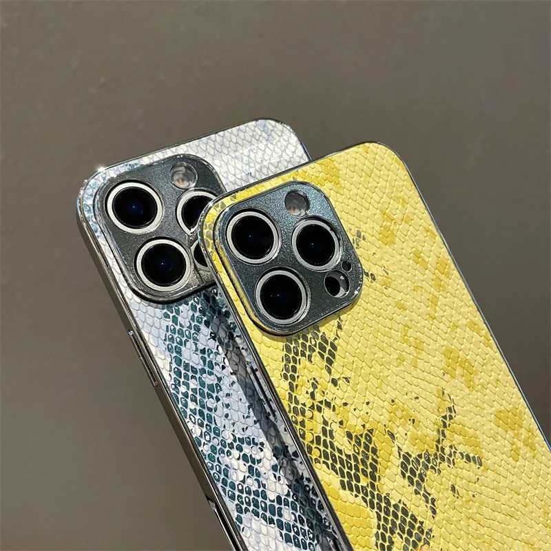 2 IN 1 Luxury Plating Imitation Snake Skin Pattern Texture Leather Phone Case For iPhone 16 15 14 Plus 13 Pro Max 16E Soft Cover C251209
