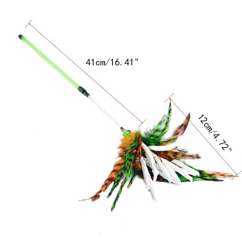Cat Wand Toy Feather Teaser Stick Cat Toys Interactive Kitten Toy Wand Sticks Chicken Hair for Indoor Cats Playing Exercise M251209