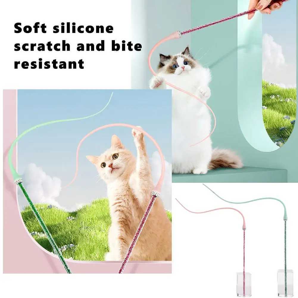 Simulated Mouse Tail Cat Toy Pet Silicone Interactive Toy Cat Teaser Funny Stick Long Tail For Cats Hunting Playtime Pet Product M251209