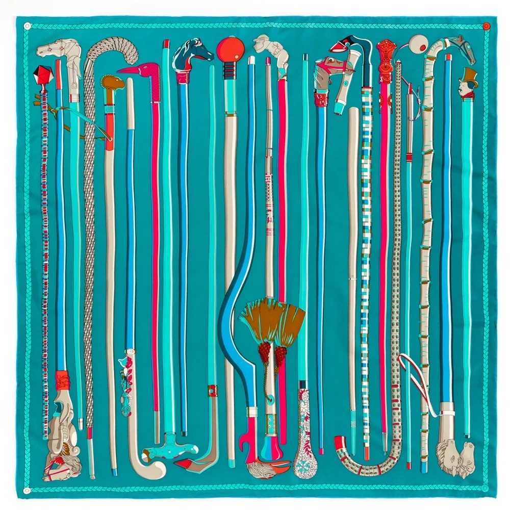 Luxury POBING Manual Hand Rolled Twill Silk Scarf Women Mace Print Square Scarves Echarpes Foulards Femme Wrap Bandana Small Hijab 90CM Y251208