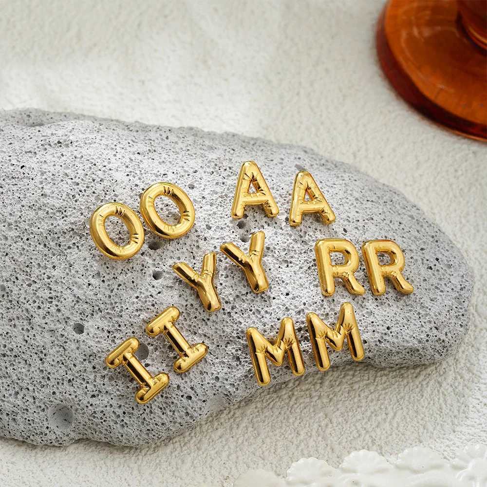 Charm Letter Gold Color Stainless Steel Stud Earrings Trendy Delicate Mini A-z Alphabet Initial Earring for Women Party Jewelry K251209 H260202