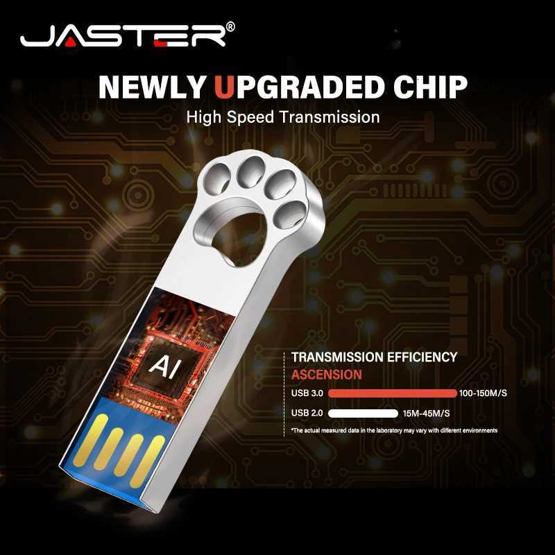 Mini Cats Paw USB 30 Flash Drive 128GB 64GB 32GB Wedding Gift Memory Stick 16GB Metal Pen Drive 8GB Black Silver USB 30 Stick C251209