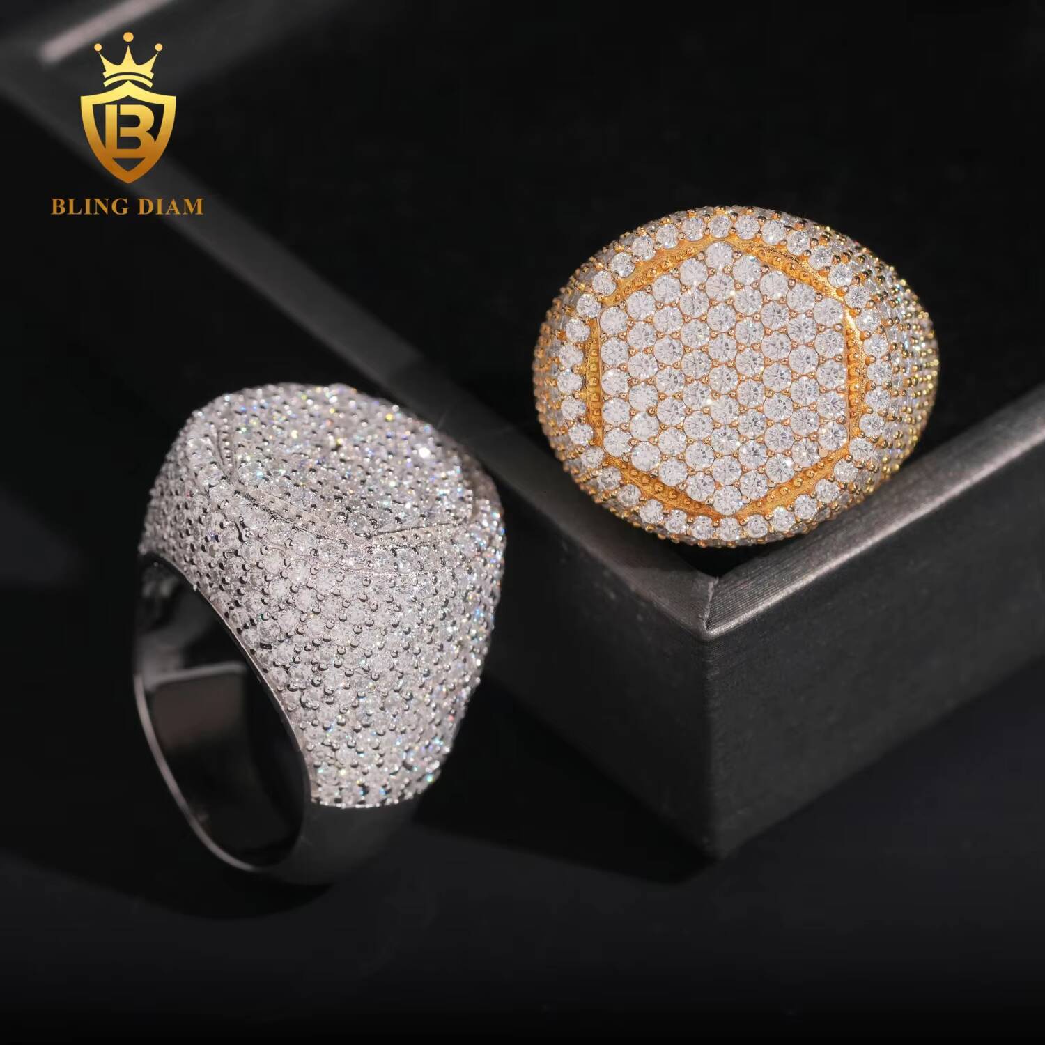 New Fashion Hot Selling Pass Diamond Tester GRA Certificate Sterling Silver 925 Iced Out Ring Mens Moissanite Hip Hop Ring