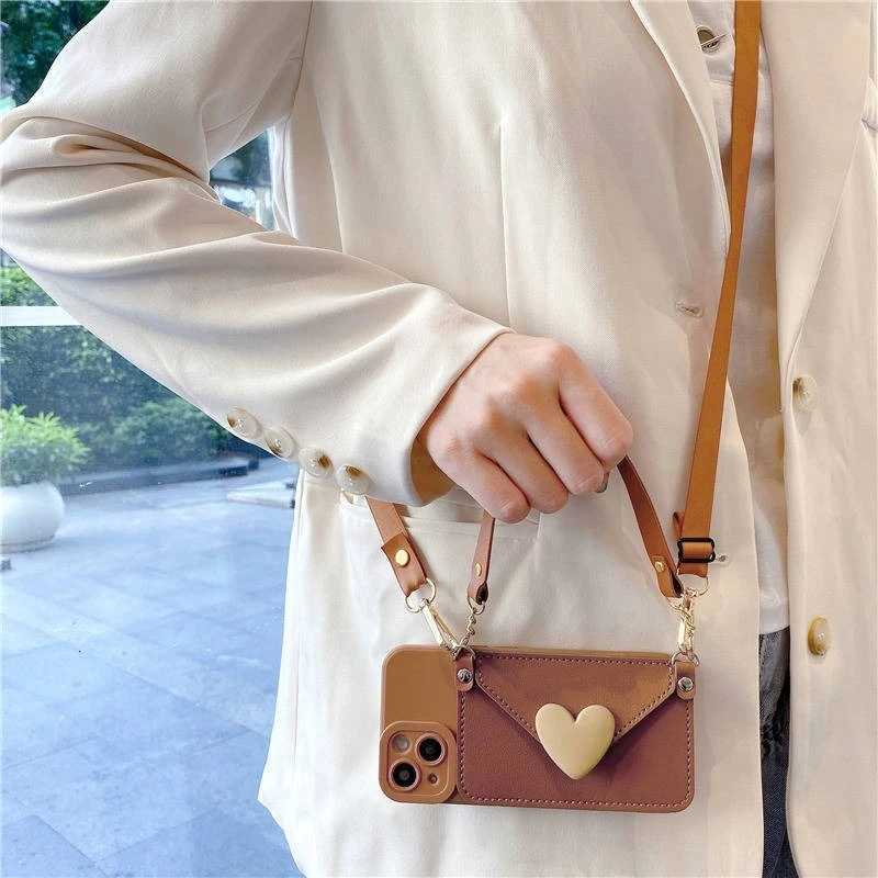 3D Love Crossbody Necklace Lanyard Holder Case Cpatible for iPhone 15 13 14 12 11 Pro Max 7 8 14 15 Plus X XR XS Max C251209