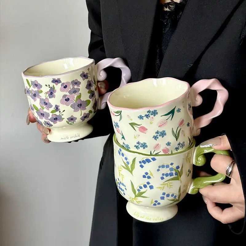 Floral Premium Ceramic Vintage g Ceramic He Coffee g High Appearance Ll Cup Birthday Gift gs Coffee Cups H251209
