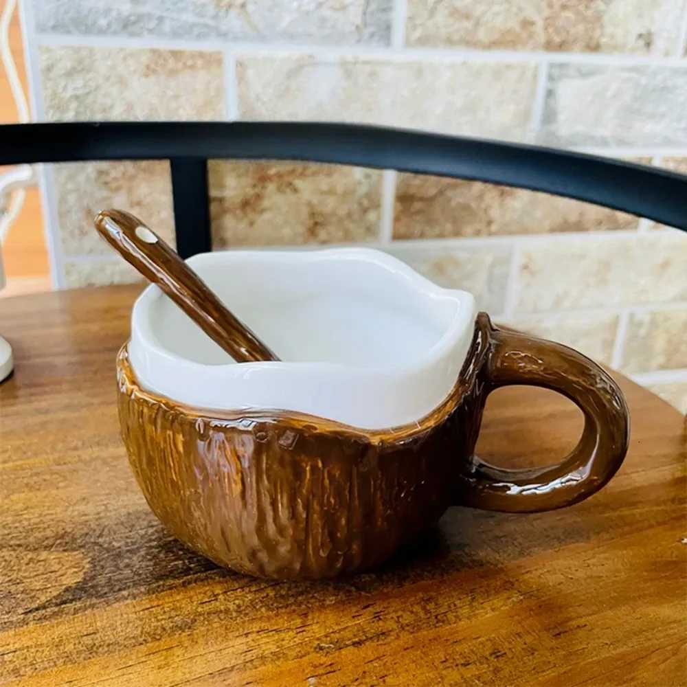 Coconut Shell Coffee Cup Creative Kiln Transformed Ceramic300ml Household Afternoon TeaBreakfast gBirthday Gift Drinkware H251209