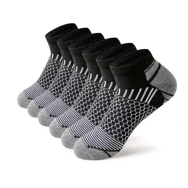 6 Pairs Mens Sports Socks Running Basketball Outdoor Socks Male All Season Breathable and Sweat-absorbing Short Socks Anti-slipT251209