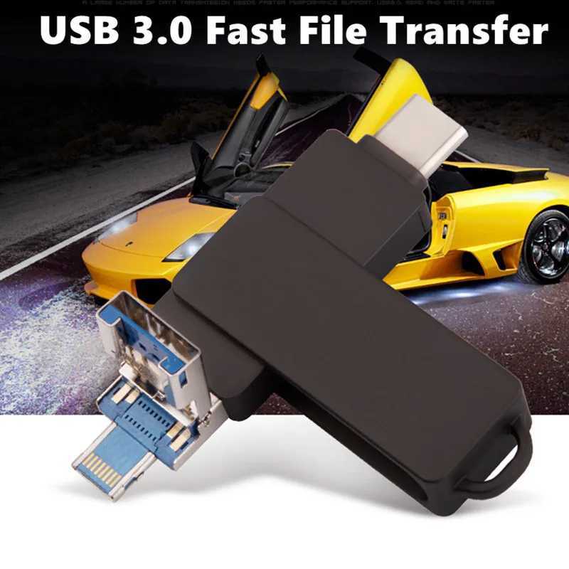 TYPE C USB Flash Drive OTG 4 IN 1 USB Stick 30 128GB Pen Drive 64GB 256GB 512GB Pendrive for phone 15 14 13 12 11 xMemory Disk C251209