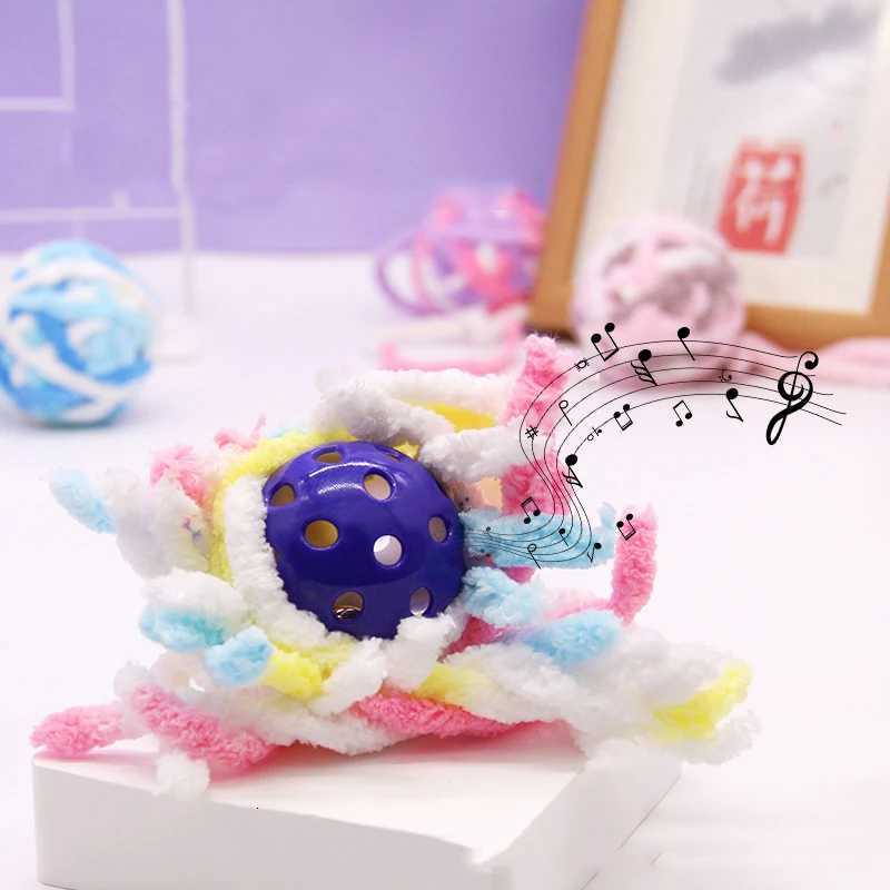 Interactive Sphynx Cat Bell Wool Ball Toy Multicolored Pet Toys for Cats Chinchilla Ragdoll Kitten Garfield mascotas Accessories M251209