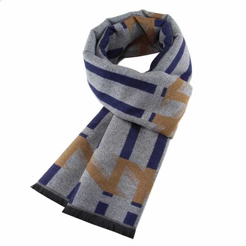 Luxury Scarf For Men Thick Neckerchief Cashmere Wool Shawl Silk Scarf Winter Warm Business Tassels Muffler Scarves Long Wrap 251204