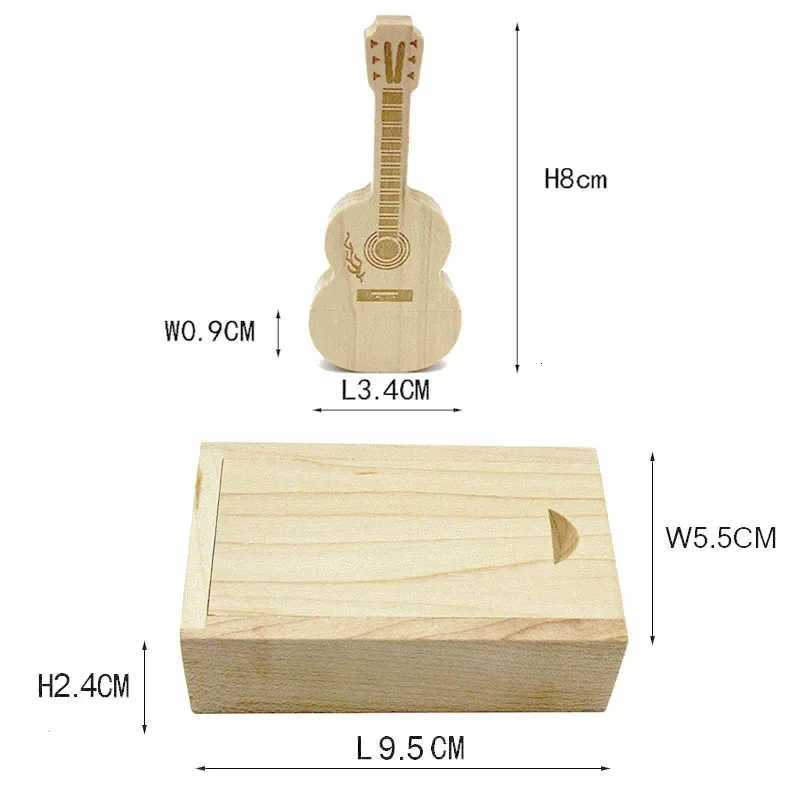Wooden Guitar Box USB Flash Drive 32gb High-speed Pen Drive 64gb 16gb USB Stick 4gb 8GB Memory Stick Photography U Disk Gift C251209