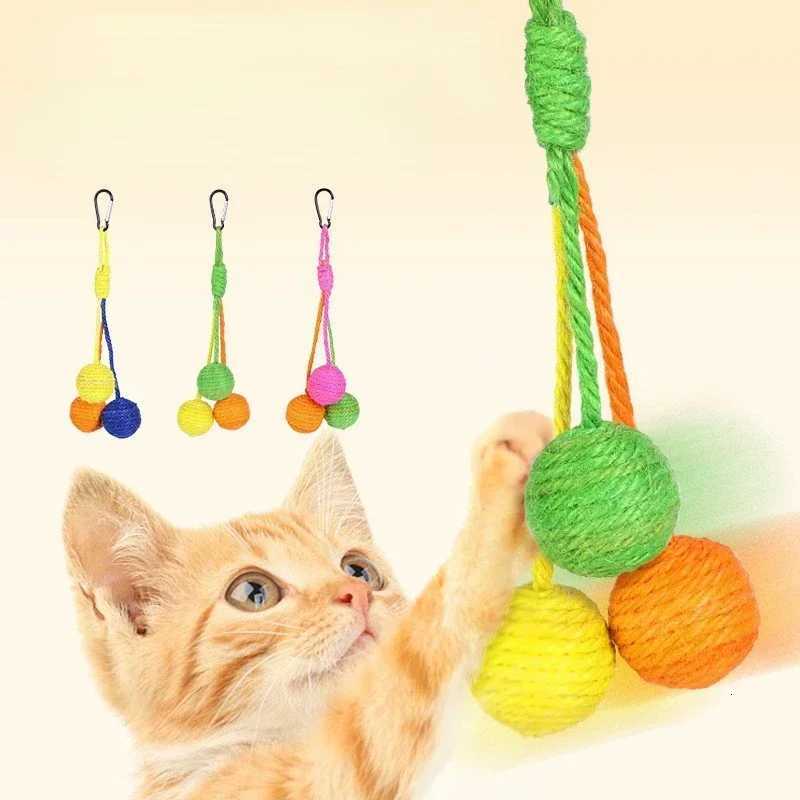 Pet Cat Hanging Sisal Ball Bite-resistant Wear-resistant Jute Twine Rope Pet Supplies for Relieve Boredom Chewing Scratching Toy M251209