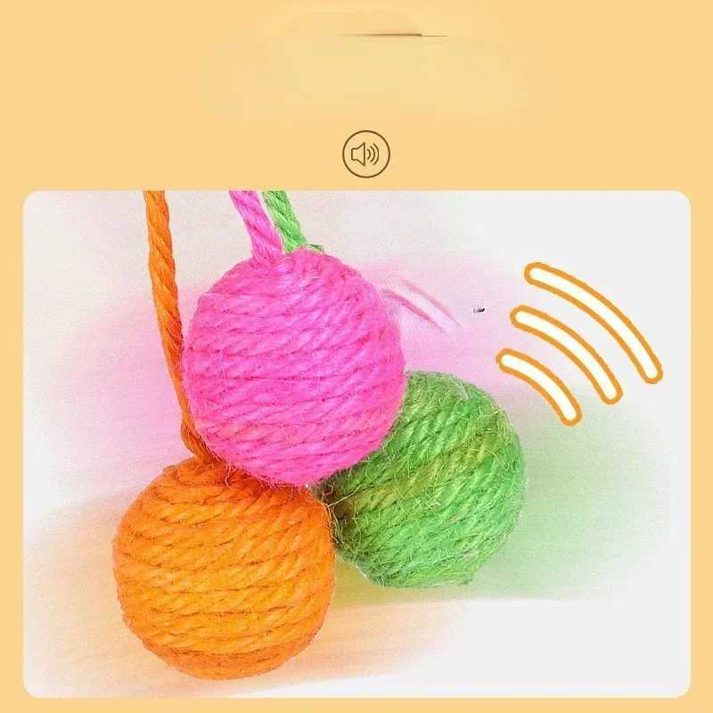 Pet Cat Hanging Sisal Ball Bite-resistant Wear-resistant Jute Twine Rope Pet Supplies for Relieve Boredom Chewing Scratching Toy M251209