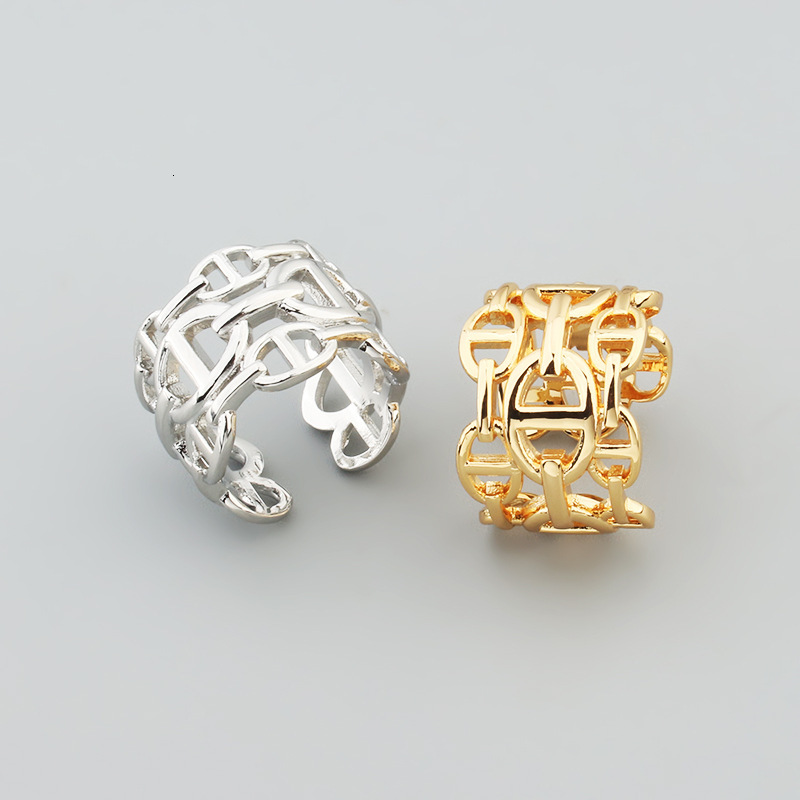 Trendy New and American Style Three-Layer Hollow Pig Nose Ring Open Adjustable One Size for Men and Women Elegant Jewelry