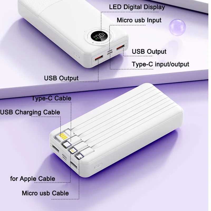 20000mAh Large Capacity 66W Fast Charging Portable Charger External Battery Power Bank for IPhone H251209
