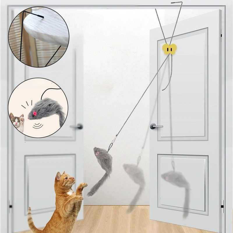 Cat Interactive Toy Hanging Door Mouse Teasing Cat Stick Elastic Clip Door Swing Hanging Jumping Cat Toy Pet Supplies M251209