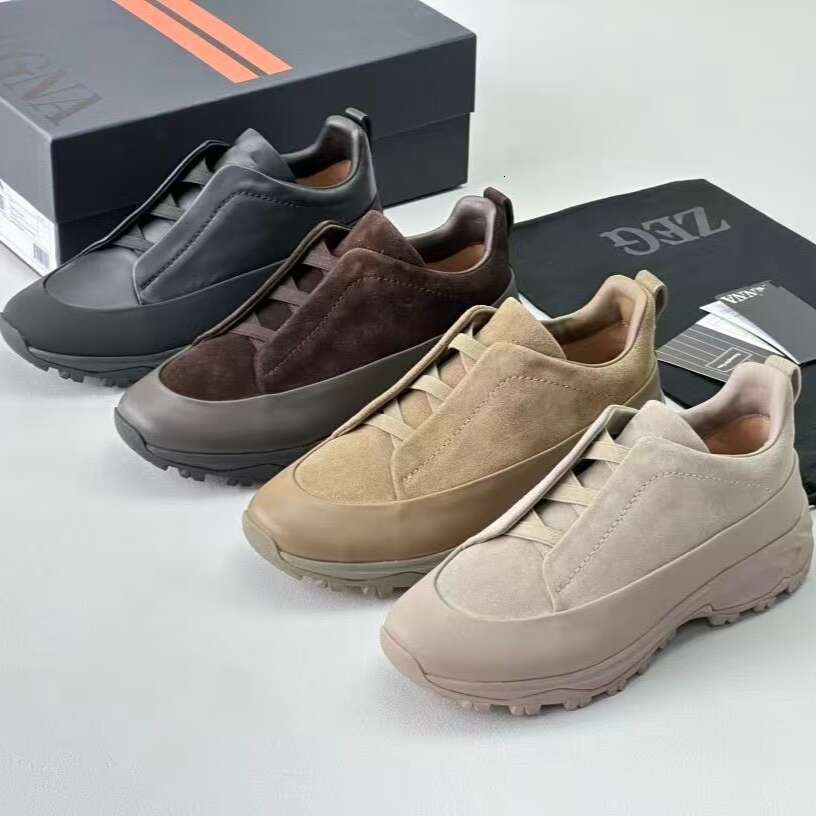 breathable elastic band suede spliced leather trainer Triple Stitch Monte mens sneakers designer mens shoe walking dress formal running Sports office casual shoes