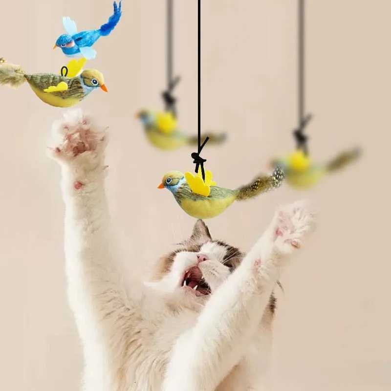 Indoor Interactive Birds Toy Hanging Birds Kitten Chasing Teasing Toy Sounding Catnip Cat Teaser Toy Supplies M251209