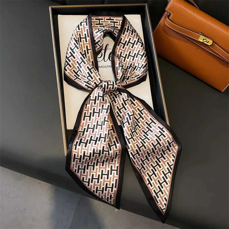 Luxury 2025 New Silk Scarves Girl Headband Neckerchief Foulard Hairband Hijab Ribbon Women Luxury Fashion Print Silk Scarf Tie Neck Bag Y251208