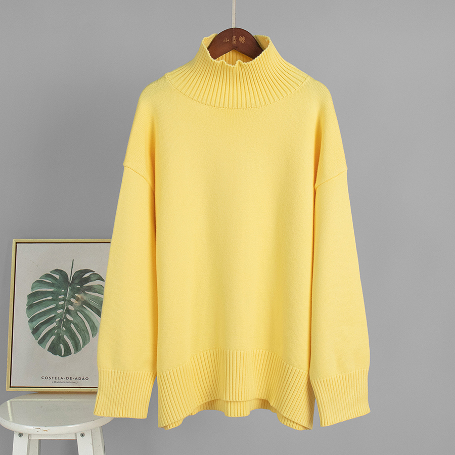 Women's Sweaters 2025 Autumn Winter Oversized Turtleneck Sweater Casual Warm Solid Basic Loose Knitted Jumper Pullover