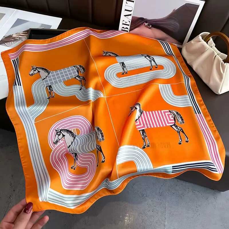 Luxury Luxury Silk Shawl Square Scarf Women Horse Satin Hijab Fashion Wraps Neckerchief Female Hair Bands Ribbon Headband Bandana 70CM Y251208