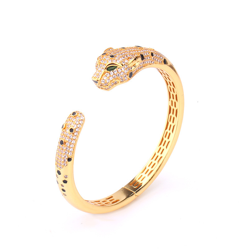 European and American Style Cross-Border New Fashion Leopard Bracelet Micro-Inlaid Resin Leopard Ring Bracelet Set for Women Wholesale