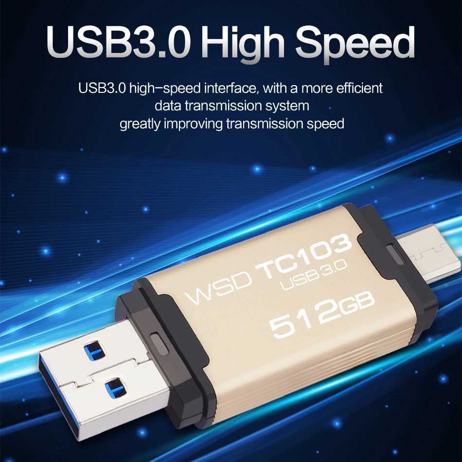 WANSENDA OTG USB Flash Drive 2 in 1 TYPE C USB 30 Pen Drive 512GB 256GB 128GB 64GB 32GB High Speed Pendrive USB Memory Stick C251209
