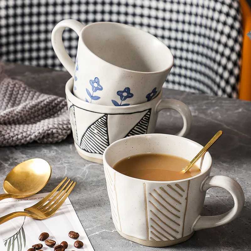 Retro Ceramic g Coffee Cups He Breakfast Milk Cup Hand-painted Water gs Household Off Drinking Utensil Kitchen Gadgets H251209