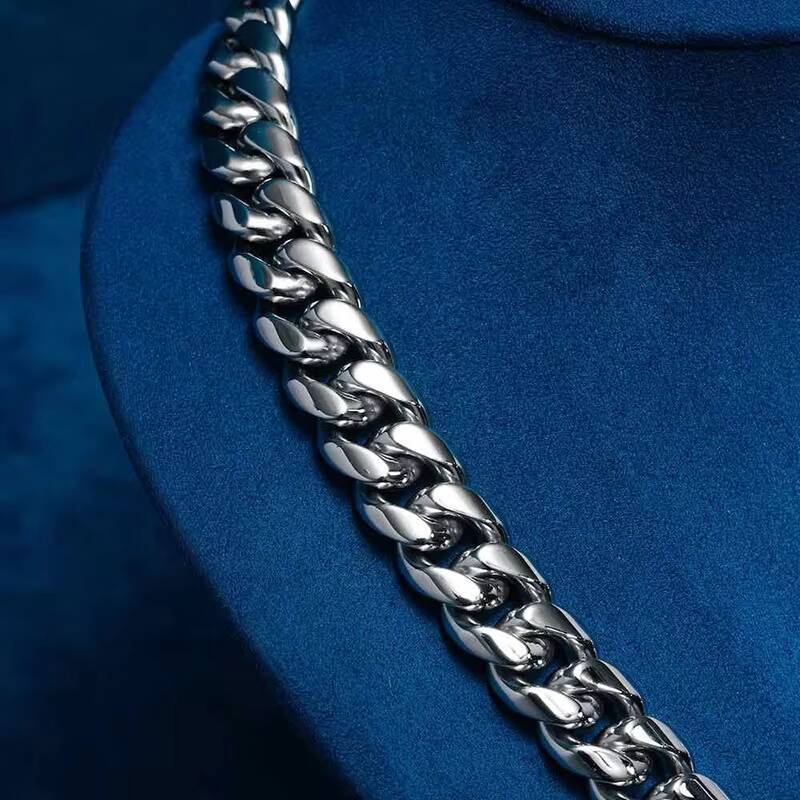 Hip Hop Italian 925 Silver Miami VVS Moissanite Cuban Link Chain GRA Box Lock 8mm 10mm 12mm 14mm 18mm Pass Diamond Tester