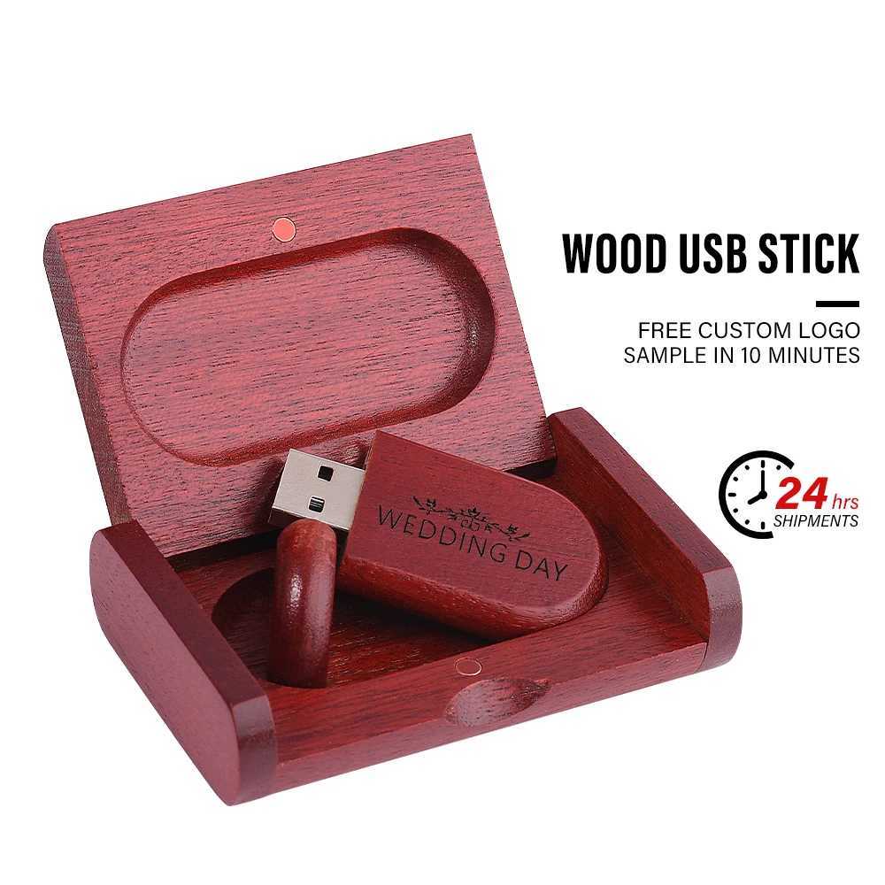 1PCS Wooden Box USB 20 Pen drive 4GB 16GB 32GB 64GB Flash Drive Memory stick wedding Photography Gift U Disk C251209