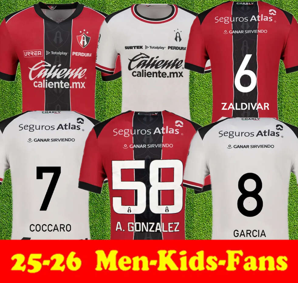 25 26 FC soccer jerseys liga mx GONZALEZ DJURDJEVIC 2025 2026 Atlas kid Home Away DORIA MORA Men Kids Kit football shirts AGUIRRE LOZANO