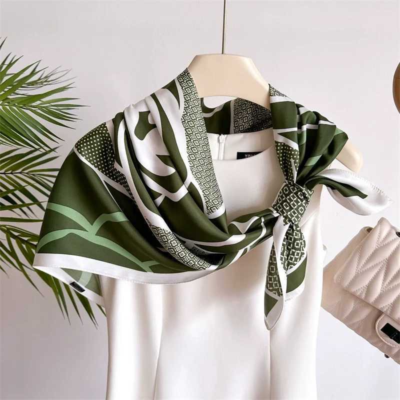 Luxury 70cmFlower Butterfly Printed Silk Scarf Women Fashion Retro Floral Butterfly Printed Silk Scarf Elegant Temperament Shawl Turban Y251208