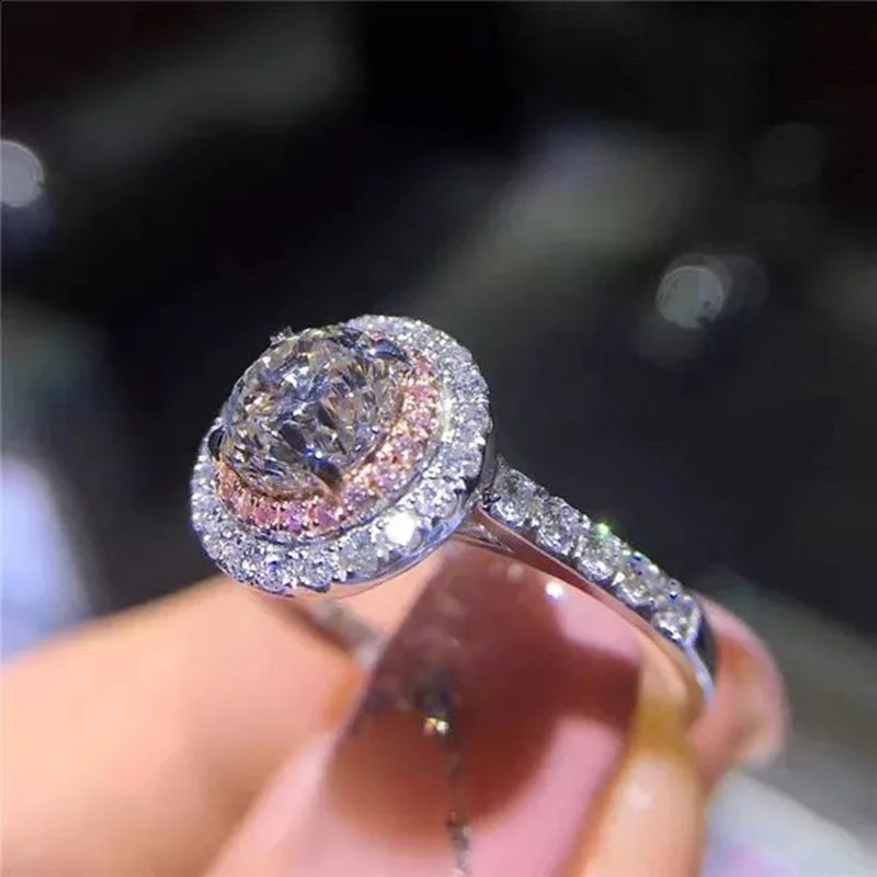 100 Real 18K Gold Ring for Women Natural Jewelry Gemstone Anillos De Bizuteria Tension Setting Mini Diamond Ring 251204
