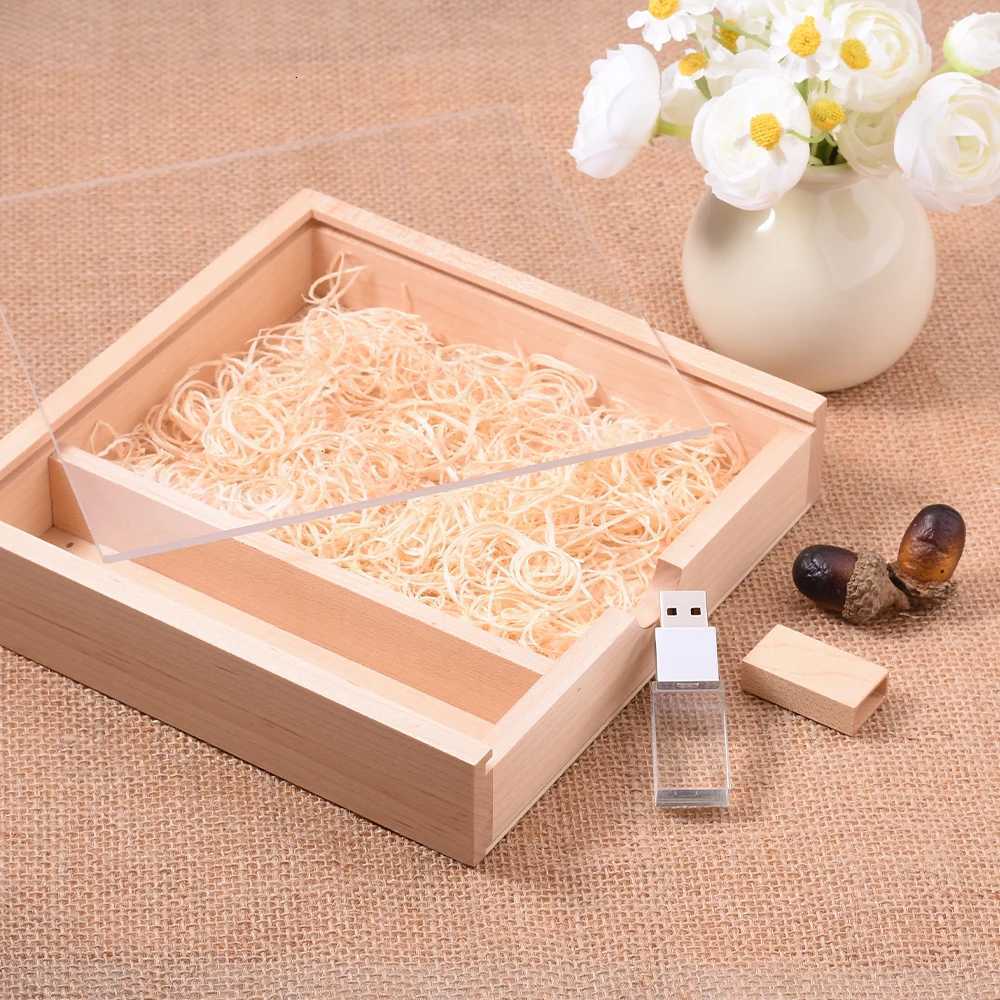 JASTER Wooden Photo Album Box USB 20 Flash Drives 128GB cust Memory Stick 64GB Wedding Gift Pen Drive 32GB C251209