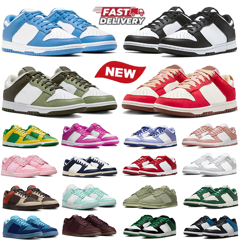 Designer Running Shoes Men Women Sneakers Triple White Black Flat Grey Fog Pink Blue Green Medium olive Blue Chill mens Pandasneakers Outdoor Sports Trainers 36-45