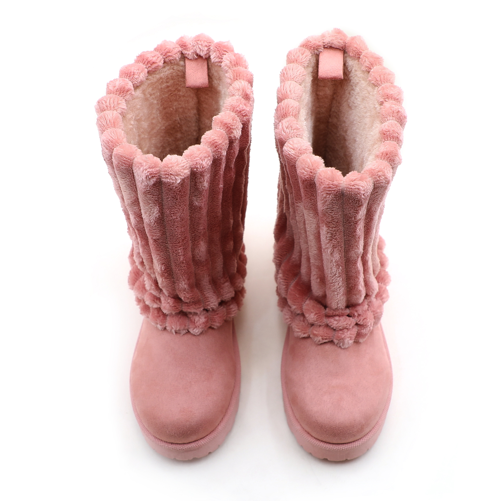 Lurnyet Snow Boots for Women 2025 Winter New Cashmere Warm Thick Soles Without Heel-covered Hair Half Slipper Cotton Shoes for Women MAGGIE-03